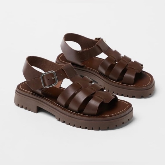 Zara Shoes - ZARA LUG SOLE LEATHER SANDALS